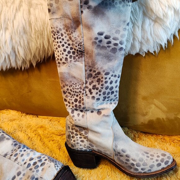 Lucchese Grey leopard over the knee boots Sz 7 - Picture 3 of 4